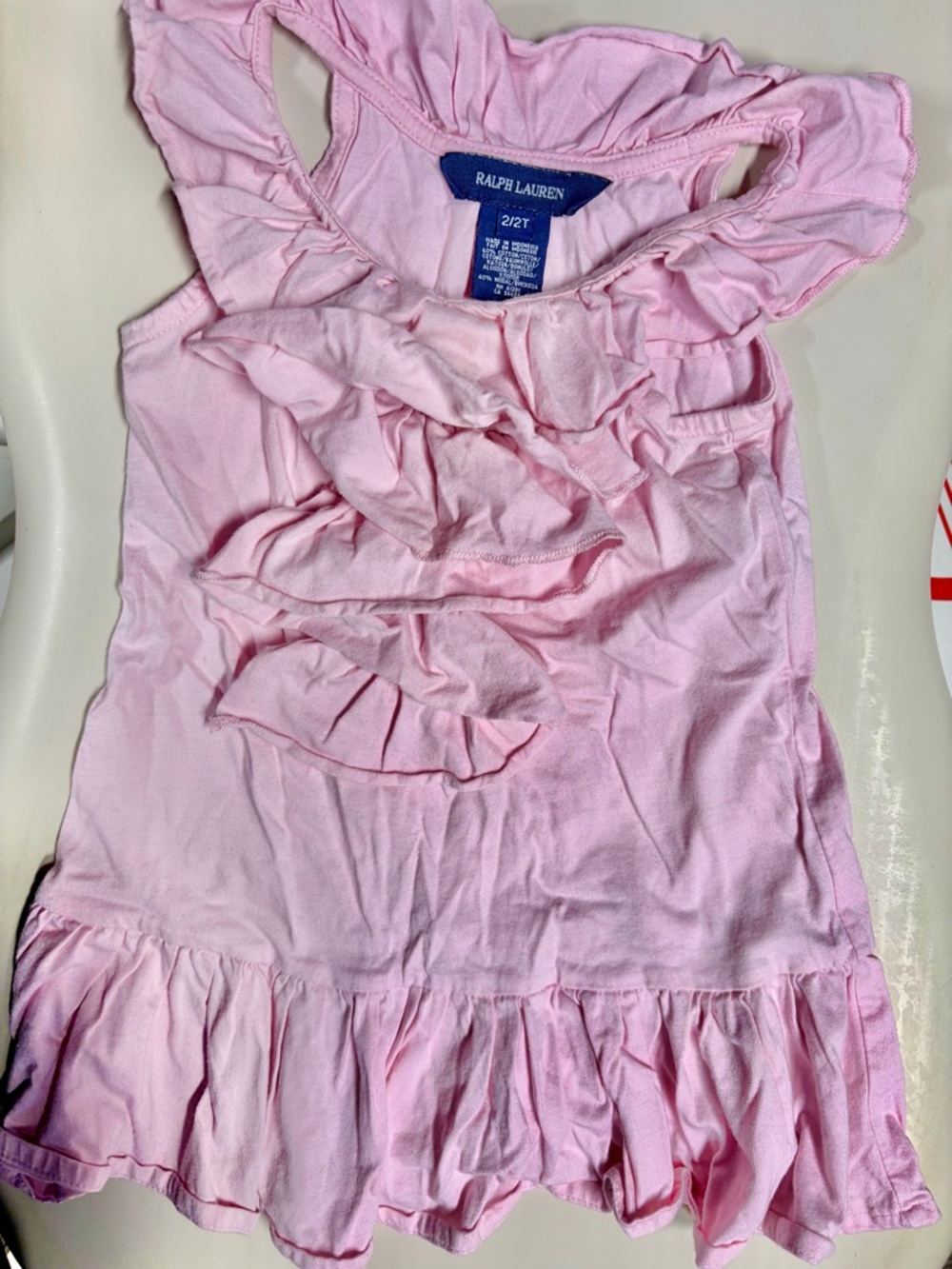 RALPH LAUREN Light Pink Ruffled Cotton Dress